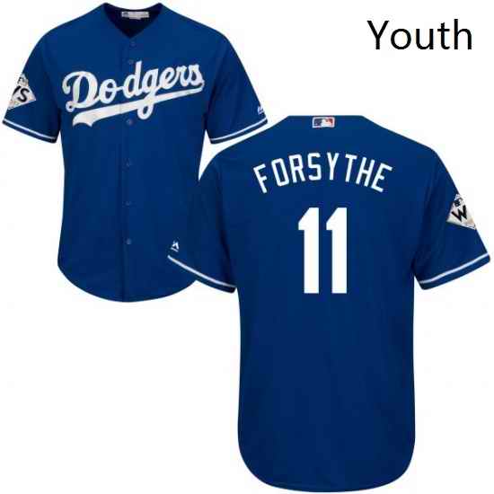 Youth Majestic Los Angeles Dodgers 11 Logan Forsythe Authentic Royal Blue Alternate 2017 World Series Bound Cool Base MLB Jersey
